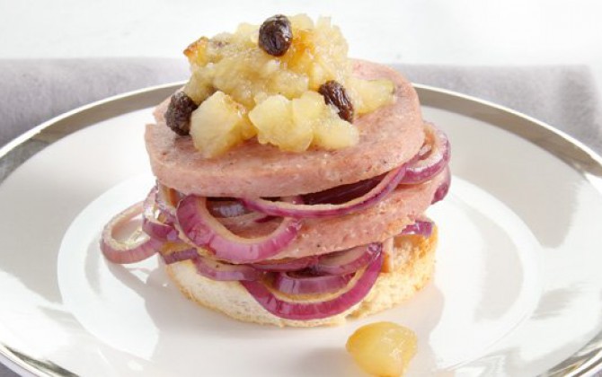 Recept Mortadellaworst met rode ui en appelcompote Grand'Italia